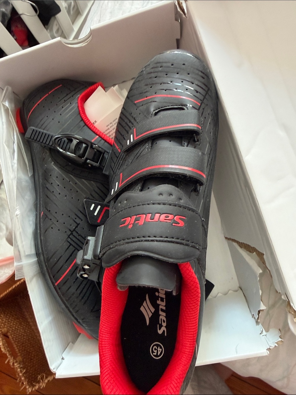Santic Men’s Black/Red Performance Athletic Cycling Shoes
